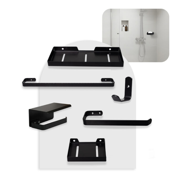 Kit Acessórios Banheiro 6 Peças Preto Fosco em A