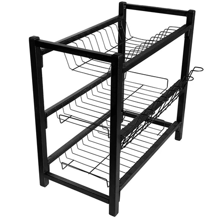 Escorredor De Louça Grande Triplo 3 Andares Preto