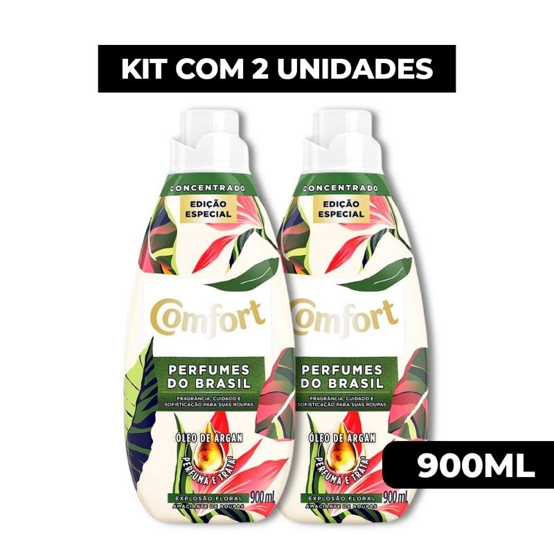 Lançamento Comfort Amaciante Concentrado Perfumes do Brasil 900ml kit com 2 uni