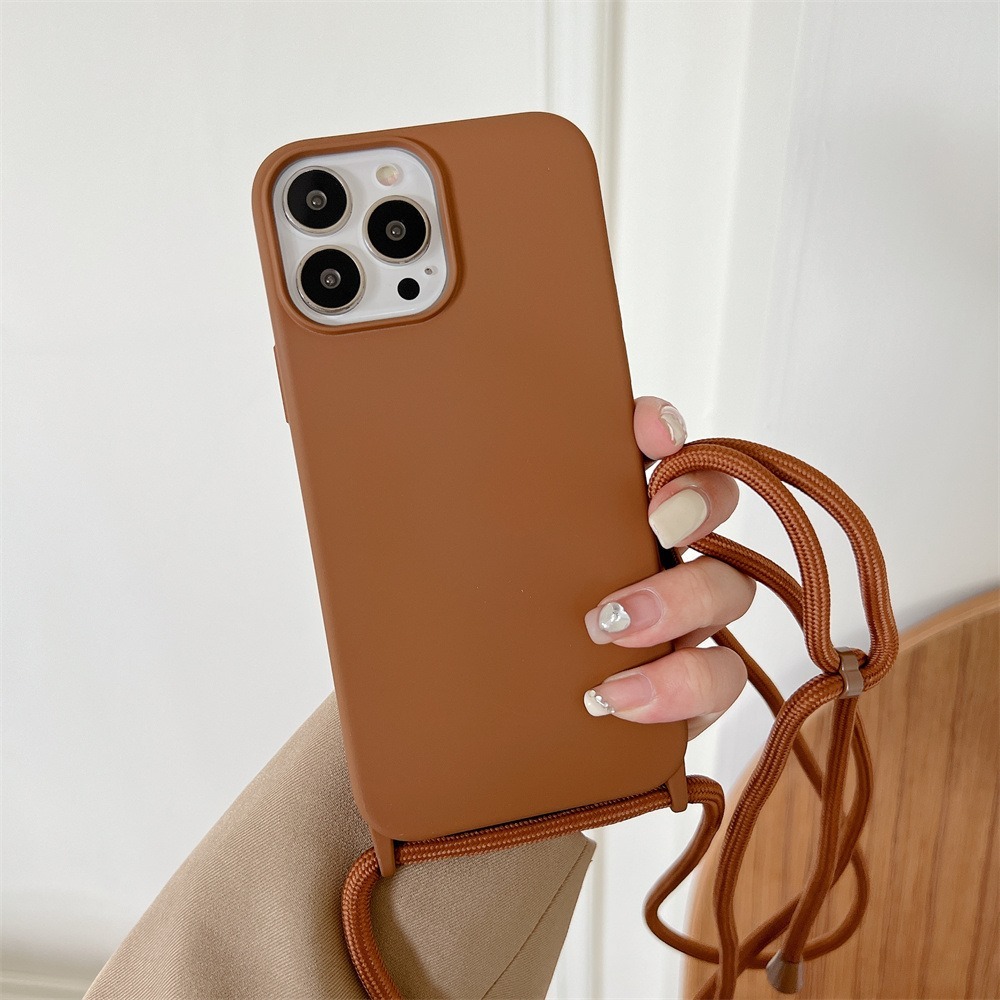 Capa com Alça para iPhone16 15 14 13 12 11 – Antichoque, Fosca, TPU, Ajustável, Estilo Minimalista