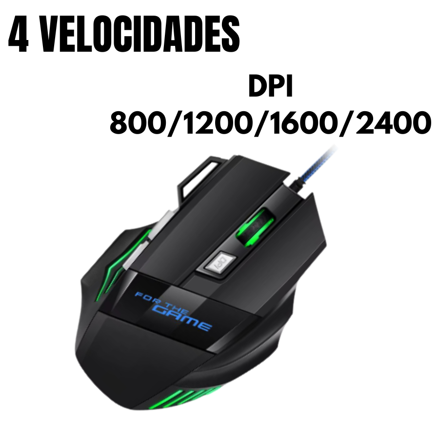 Mouse Gamer Para Jogo 2.400 DPI Óptico com LED RGB USB 7 Botões