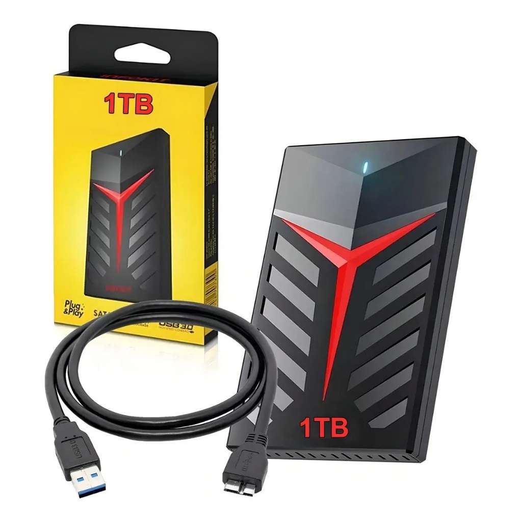 HD Externo 1tb Portátil 1000gb Pc Videogames Ps4 Xbox /XboxS e PS5 Armazenamento/ Cor Preto