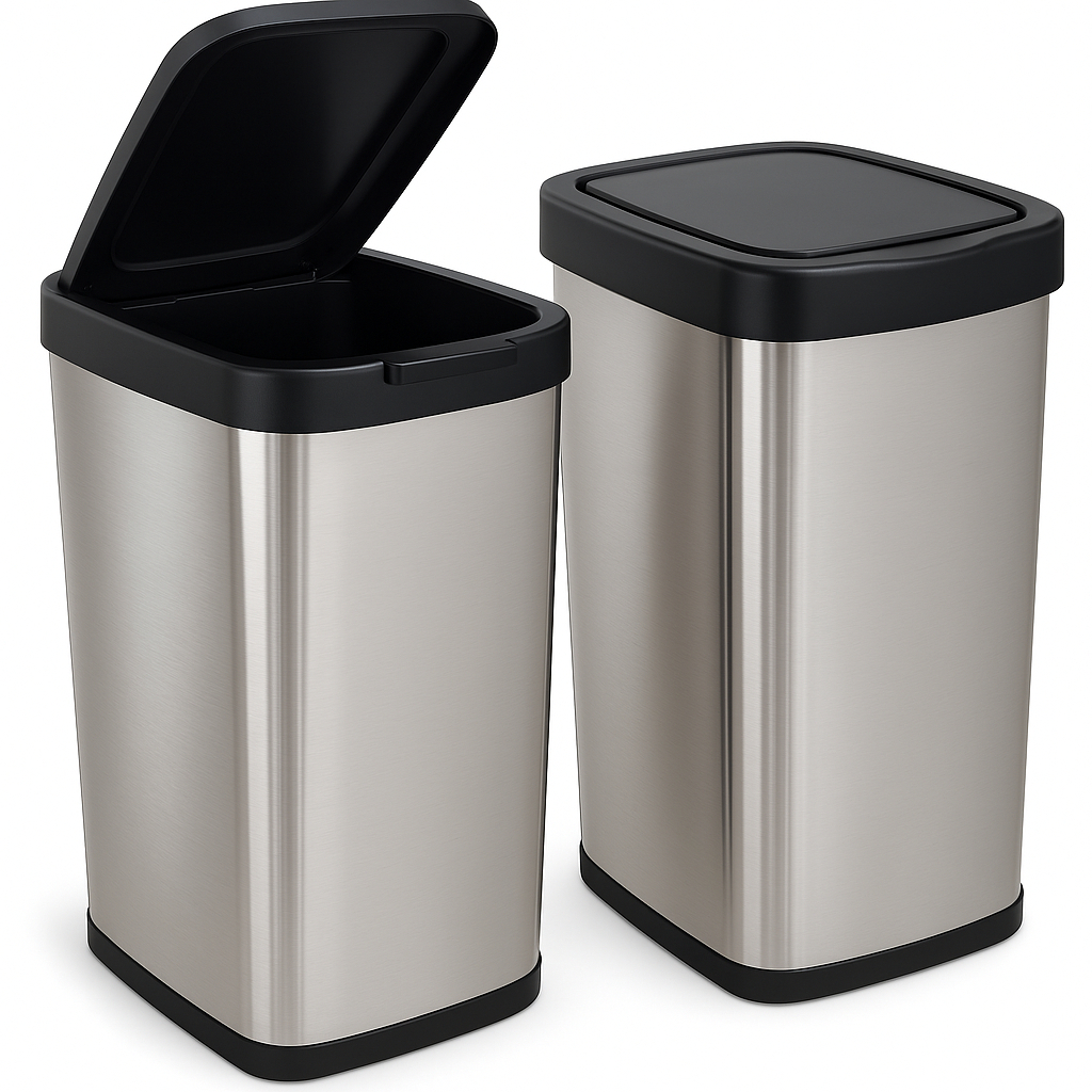 Lixeira Cesto Tipo Inox Click Label Banheiro Cozinha Escritório Gourmet Multiuso 1 ou 2 Unidades