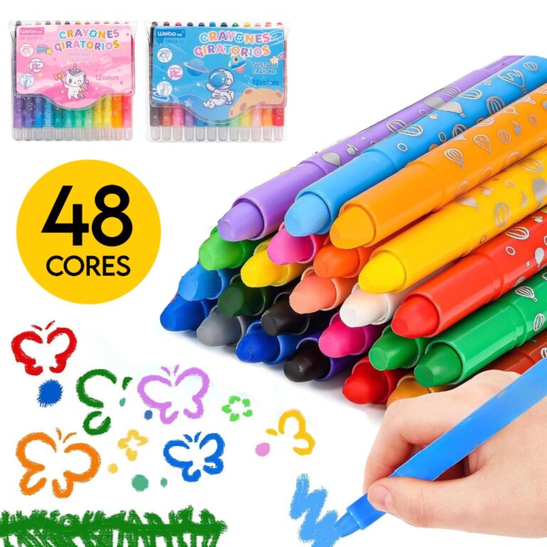 Giz de Cera Estojo Com 48 Cores Macio Retrátil Ro