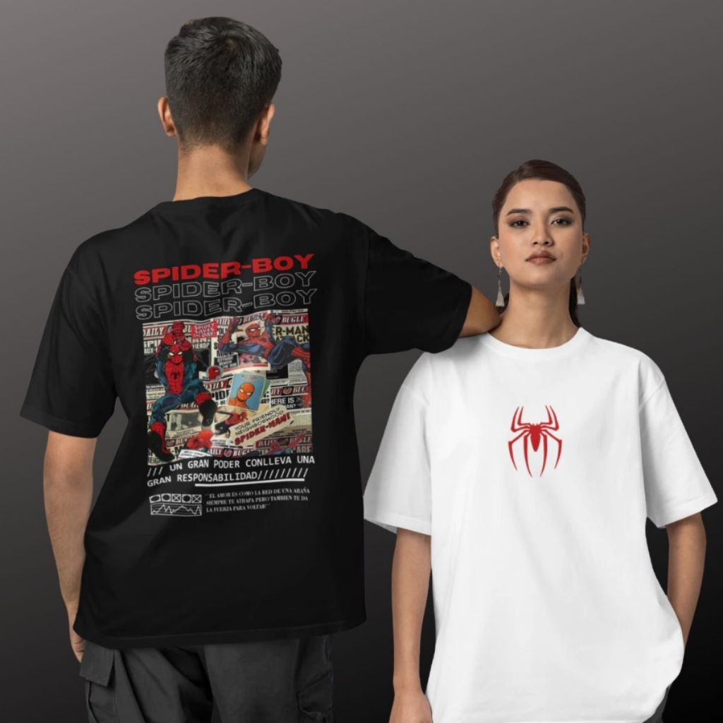 Kit de 2 Camisetas Casal Homem-Aranha Spider – MAN 100% Algodão 4 modelos diferentes