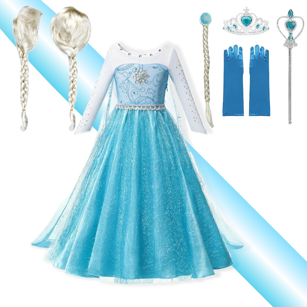 Vestido Frozen Luxo Fantasia Infantil Elsa Com Capa Acessórios Peruca
