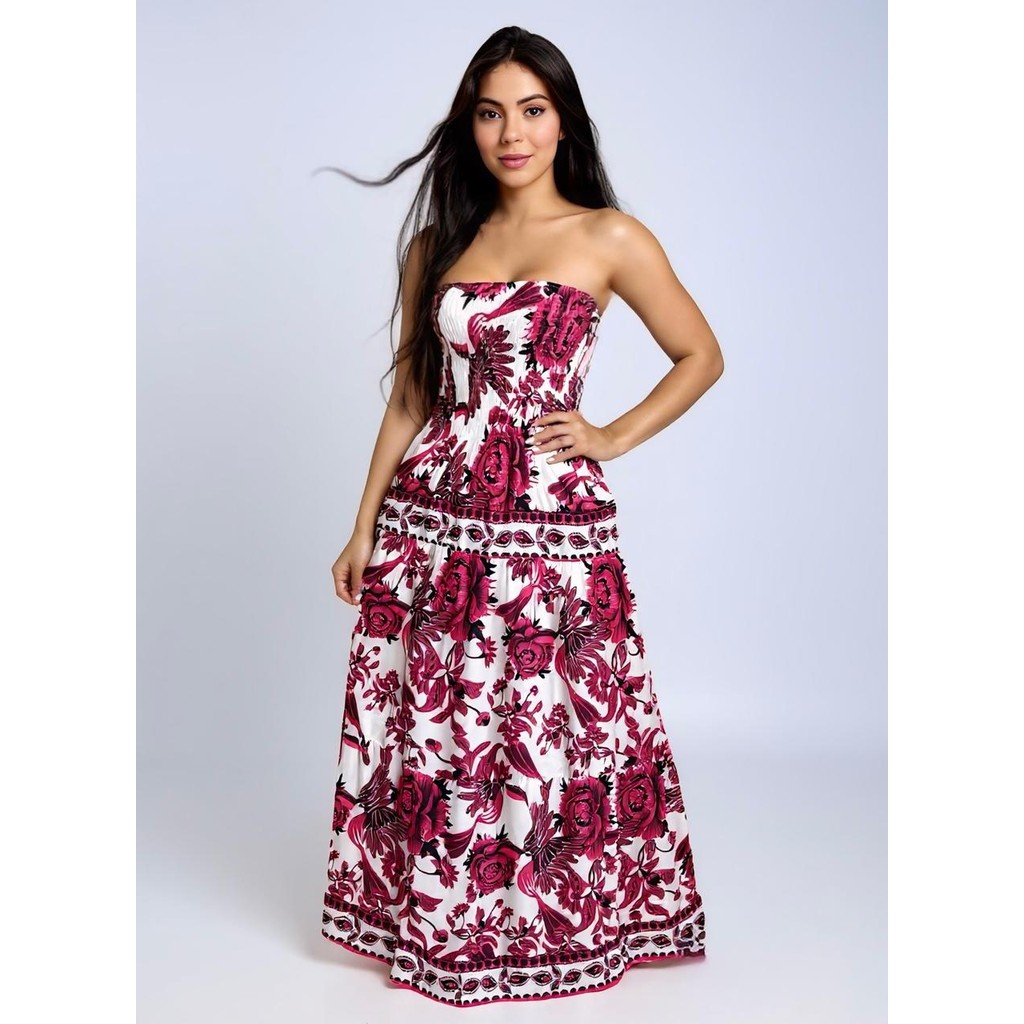 Vestido LONGO Feminino Verão Vestido Longo Tomara que Caia Vestido Floral Vestido Verão 2026 Vestido