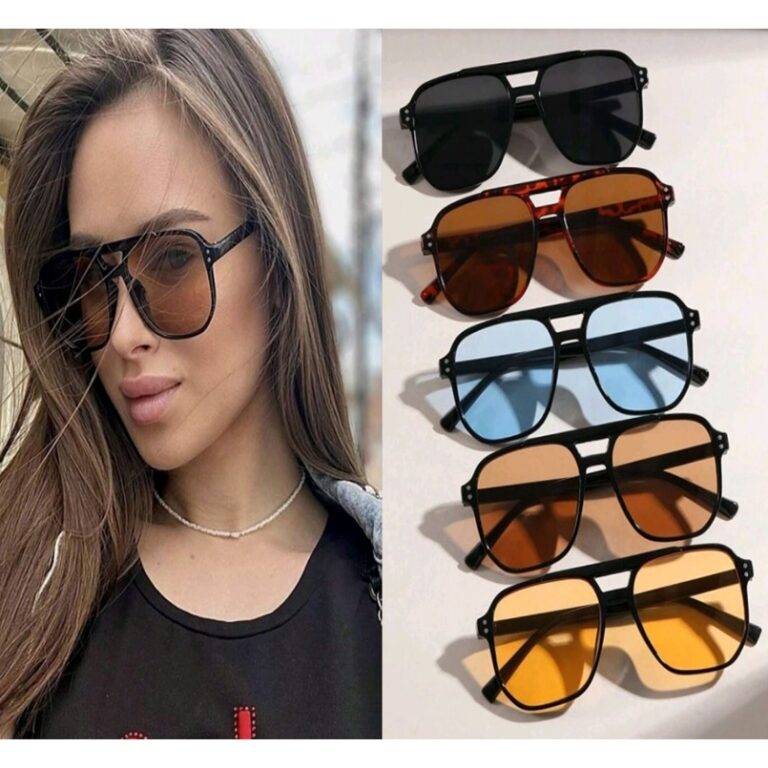 Óculos De Sol Retro Quadrado Lente Oceano Vintage