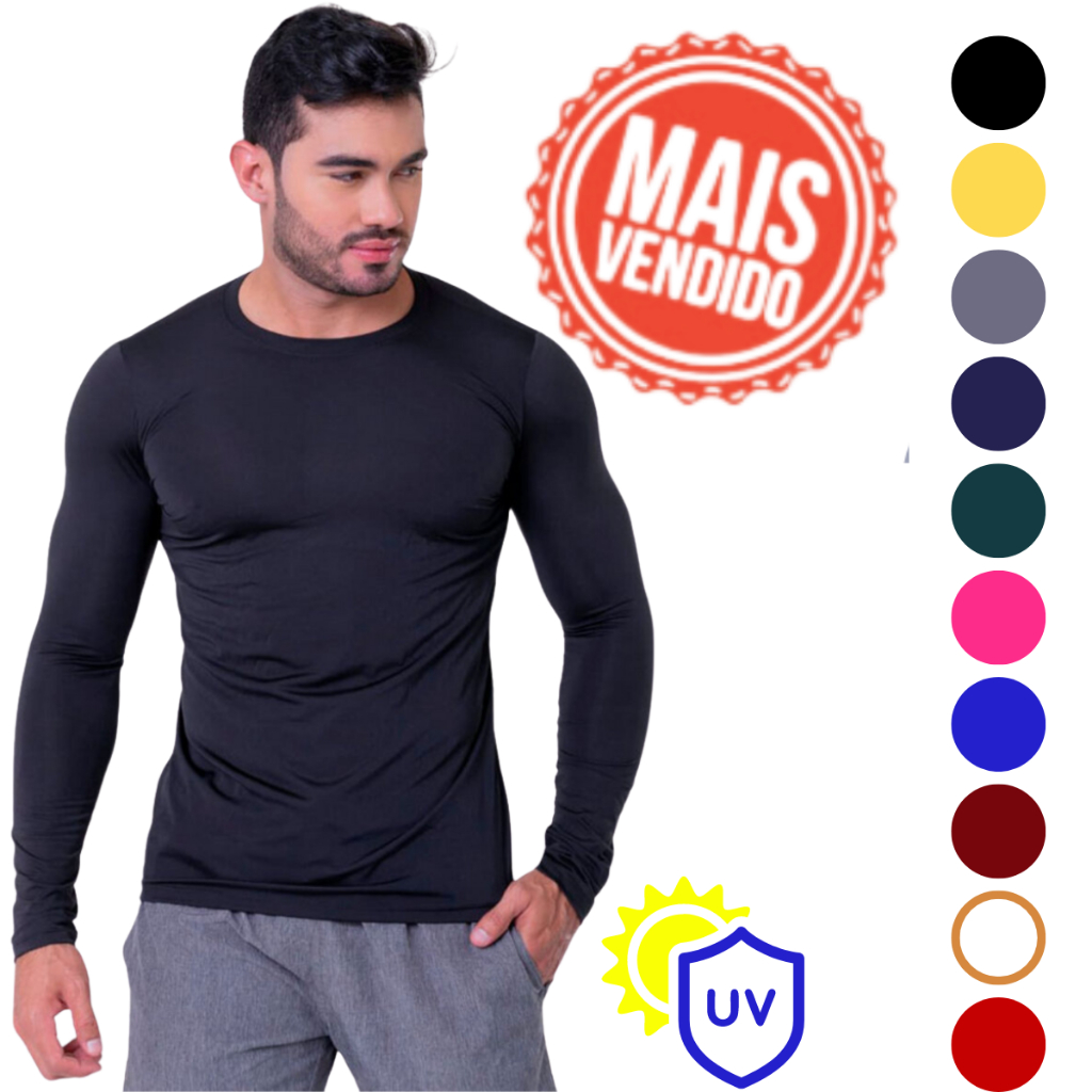 Camisa Térmica Uv 50+ Segunda Pele Camiseta Blusa Malha Fria Academia Esportes