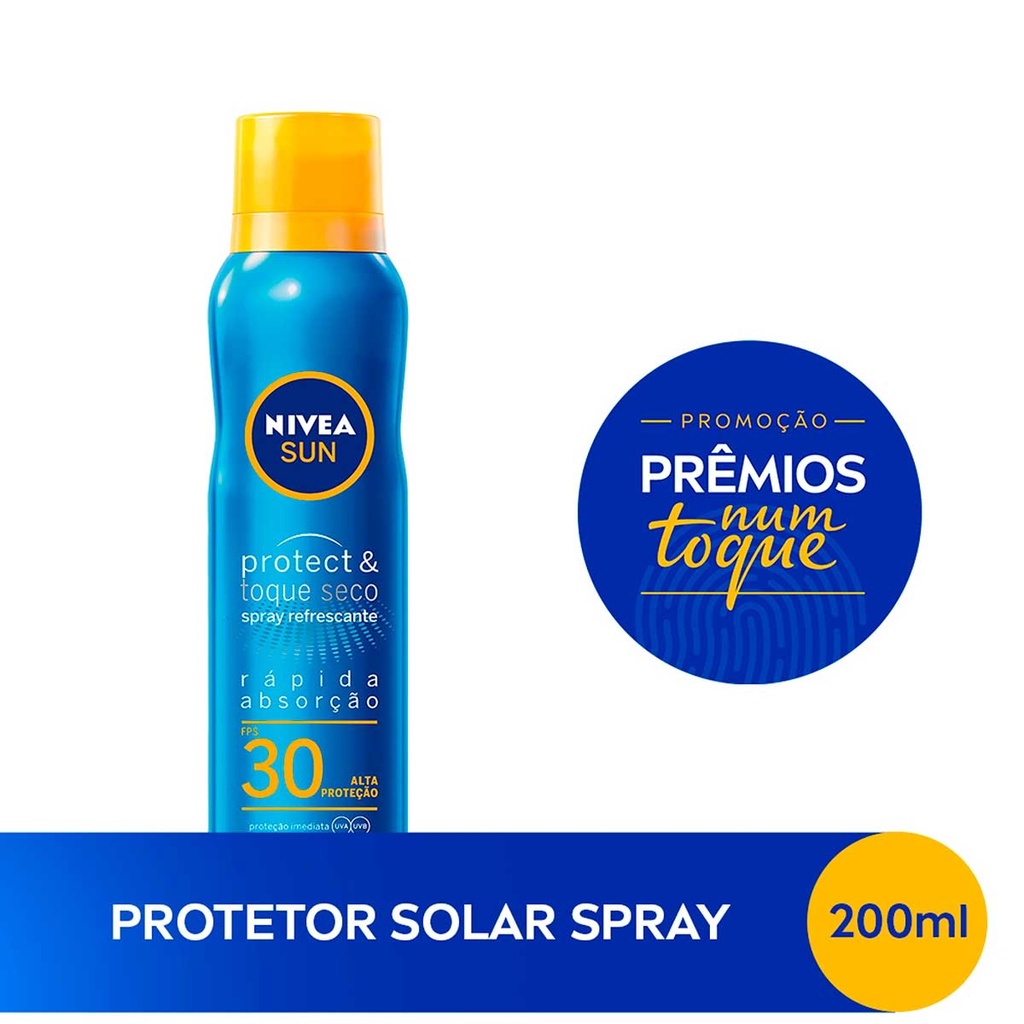 Protetor 200ml Solar Nivea Sun Protect E Toque Seco fps 30 Spray
