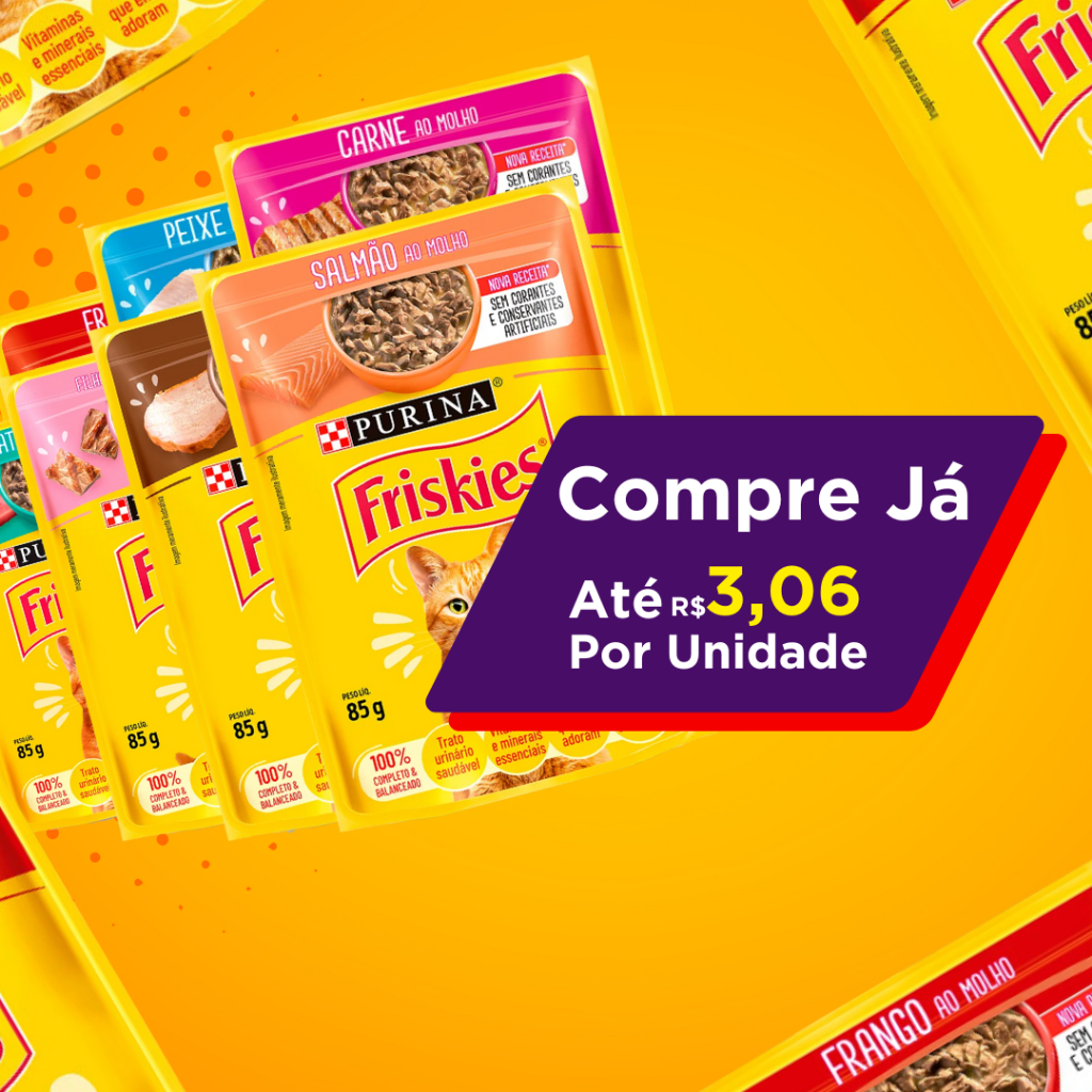 Ração Úmida Friskies Sachê para Gato Sabores 85g – Caixa Fechada 15 Unidades ou 12 Unidades Variados