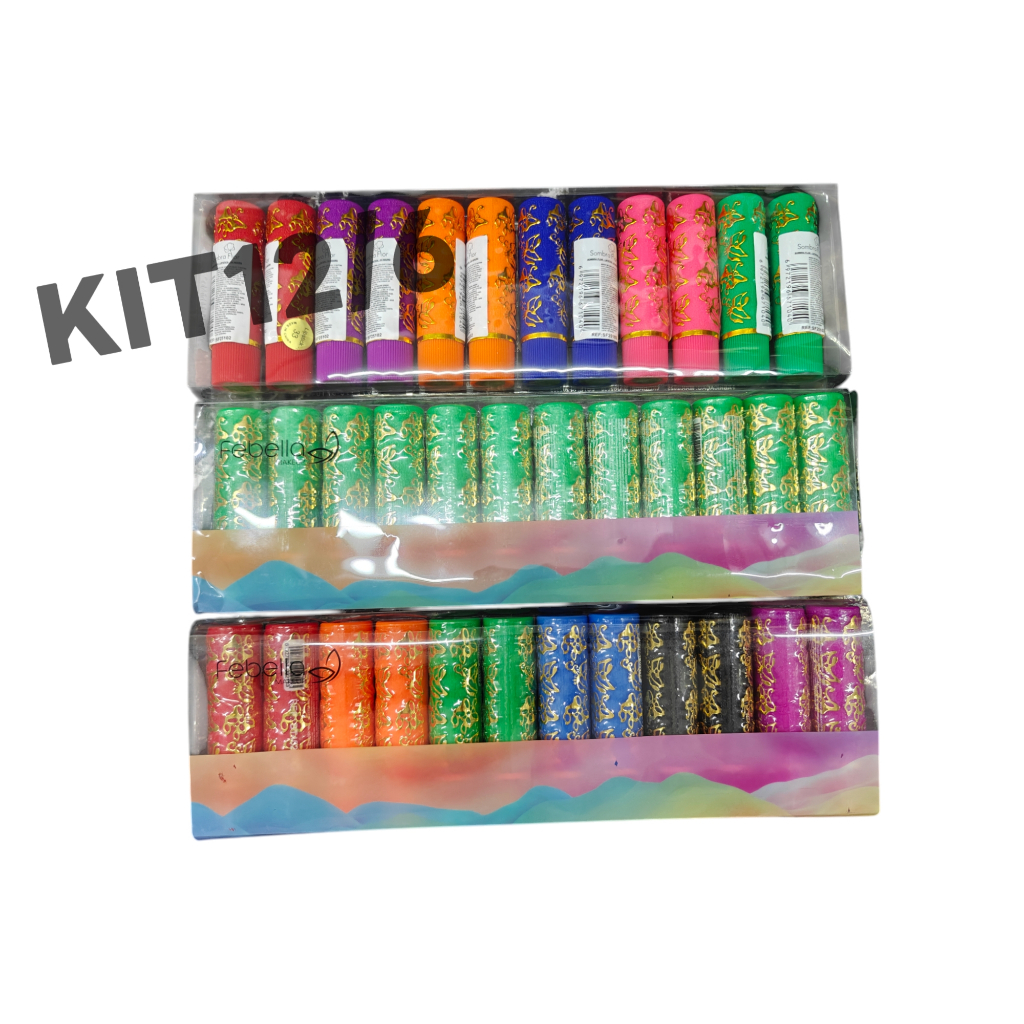 Kit C/ 6 ou 12 Batons Mágicos Coloridos Bella Femme  Batom da Vovó Multicolorido 24h Hidratante