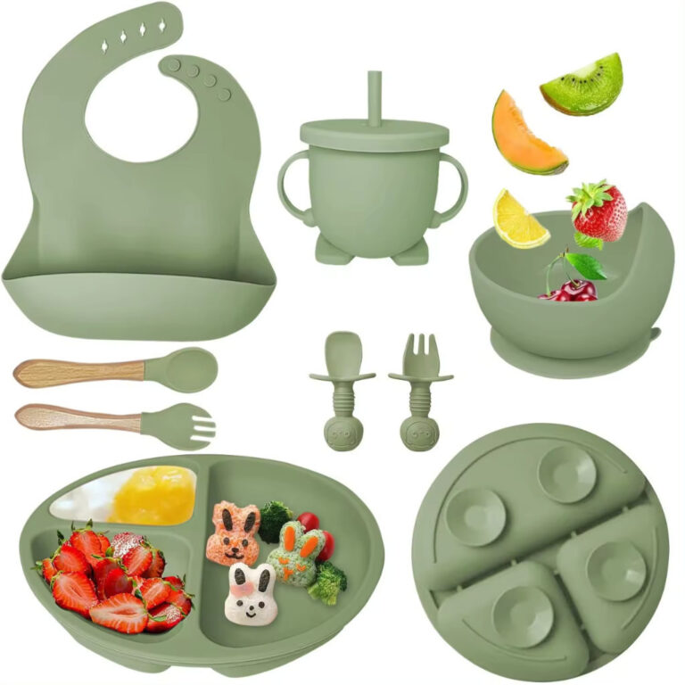 Kit de Talheres Silicone para Bebê 8 Peças Conju
