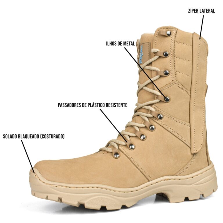 Bota Coturno Masculino Couro Bovino Tática Milita