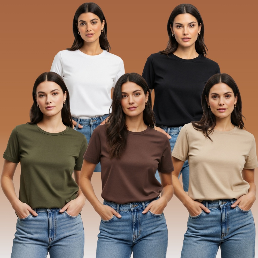 KIT 4 Camisetas Baby Look Feminina Toque Macio, Caimento Perfeito Extremo Conforto 100% Algodão
