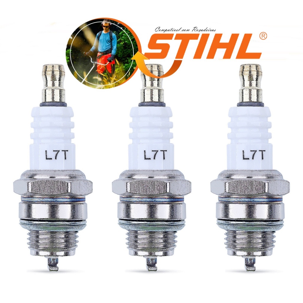 Kit 3 Velas De Ignição Para Roçadeira Stihl Fs55/ Fs80/ Fs85/ Fr85/ Fs120/ Fs200 /Fr220 /Fs250 /Ht75