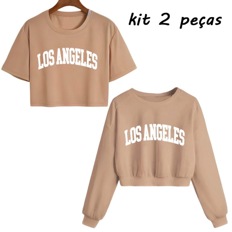 kit Moletom Cropped + Blusinha Cropped Los Angeles