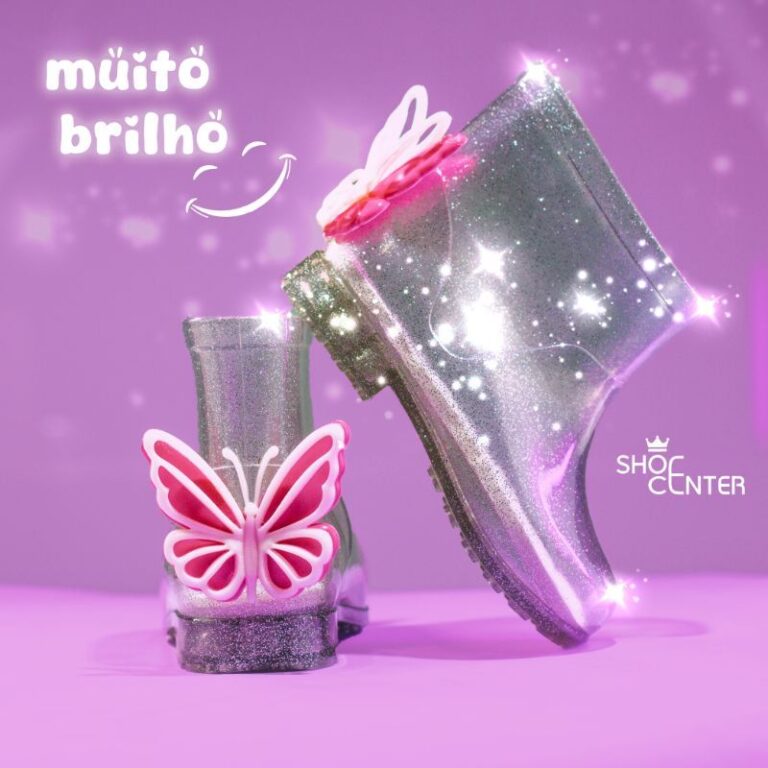 Galocha Infantil Menina Glitter Transparente com B