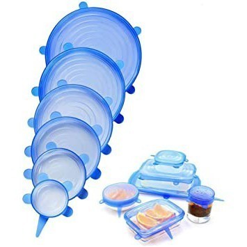 Tampas Silicone Potes Universal Stretch Facil 6 Ta