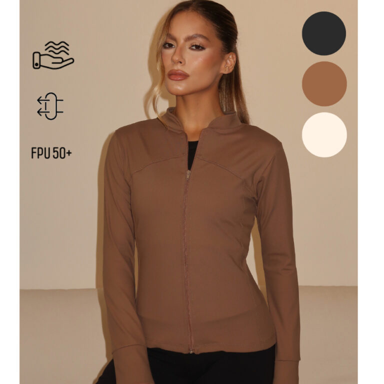 Jaqueta Feminina Esportiva/Joga comprida. POLIAMID