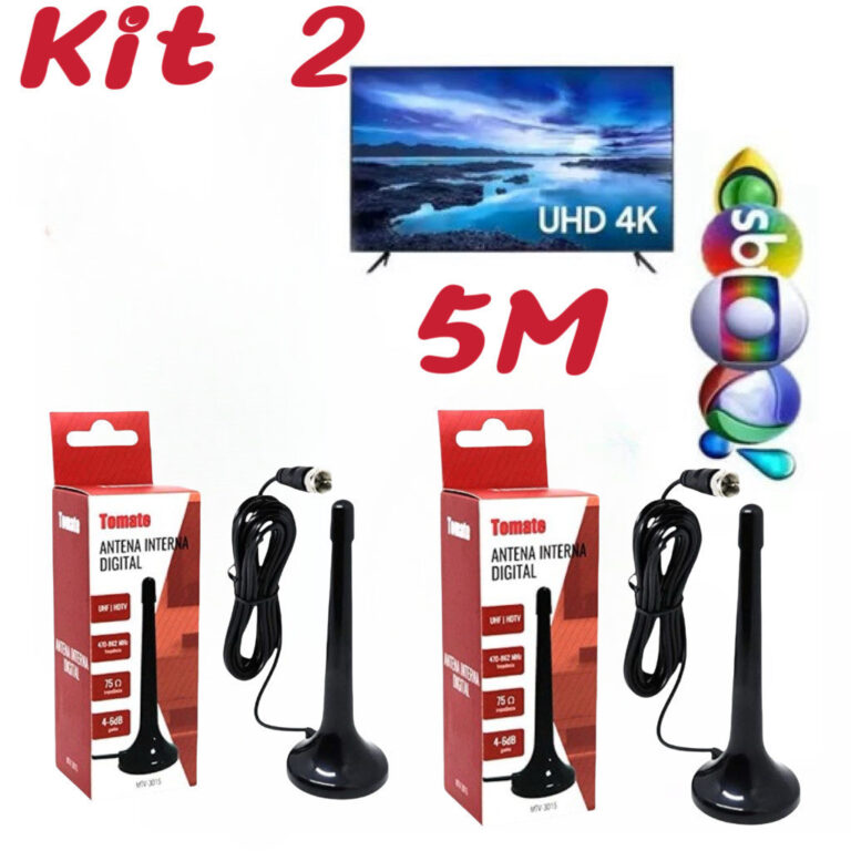 Kit 2 Antena Sinal Digital Interna Amplificada HD