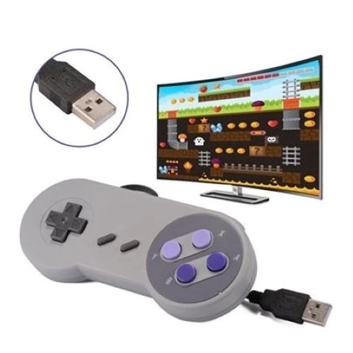 Controle Super Nintendo Snes Joystick Usb Jogos Em