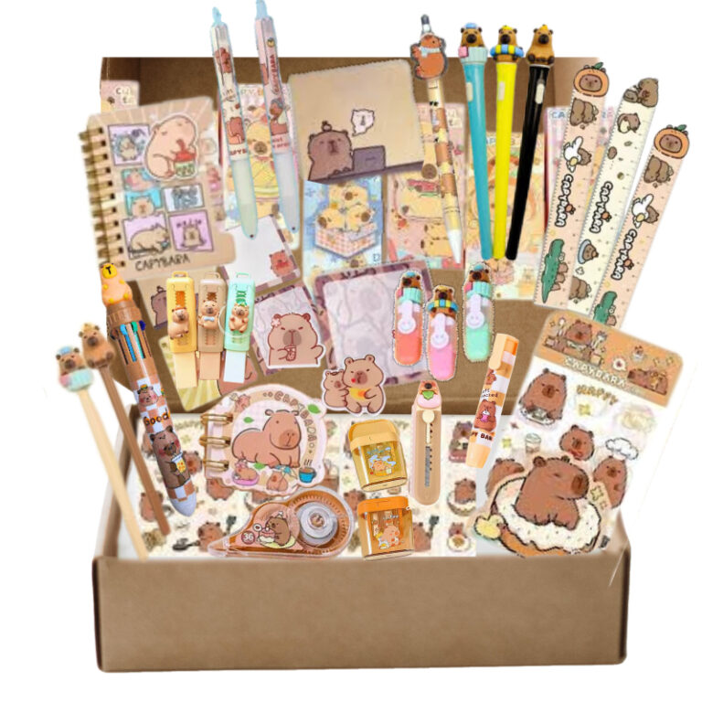 Kit Capivara Papelaria Fofa Kawaii Adesivos Caneta