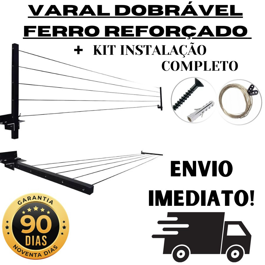 Varal Retrátil De Roupa Dobrável Ferro Reforçado