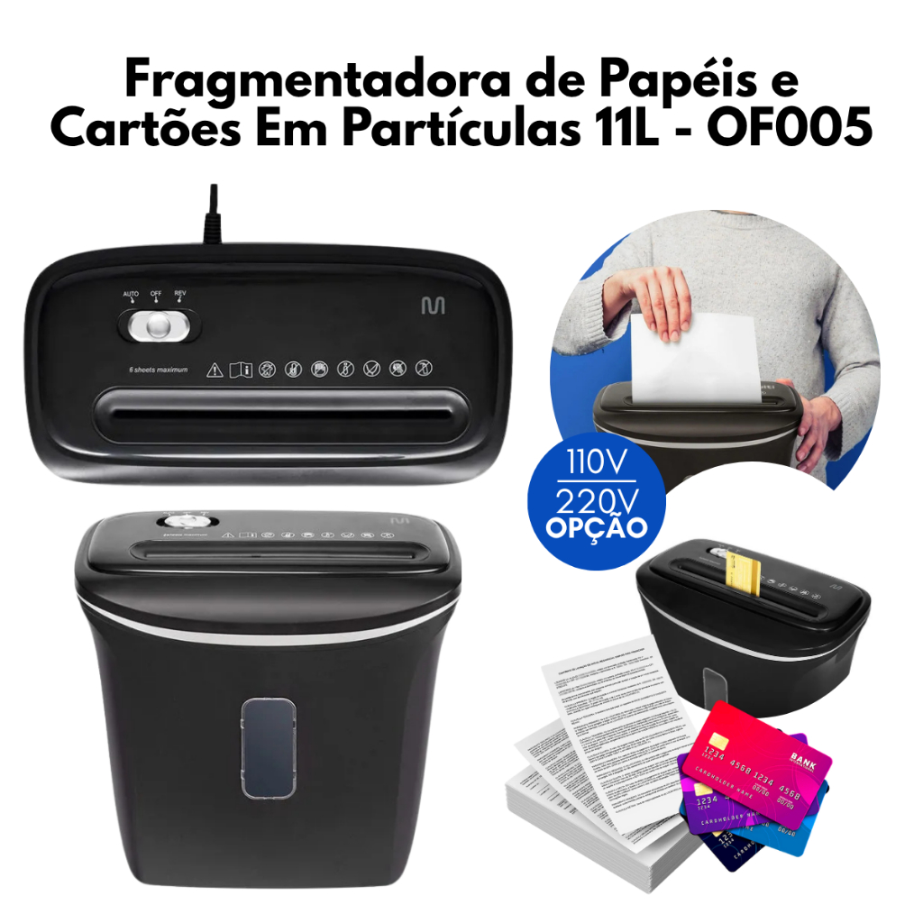 Fragmentadora Picotadora de Papel Multilaser Automatica Eletrica em particulas 5 folhas 11 litros *E