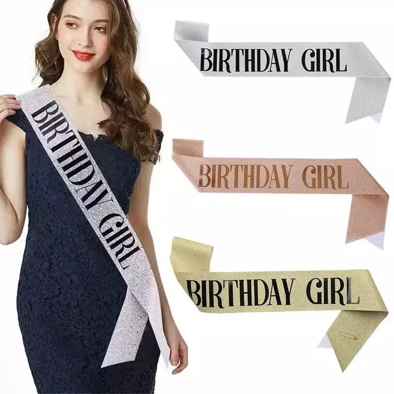Faixa Cruzada De Cerimônia De Glitter Aniversário Rainha Festa Fita Suprimentos Acessórios Miss Birt