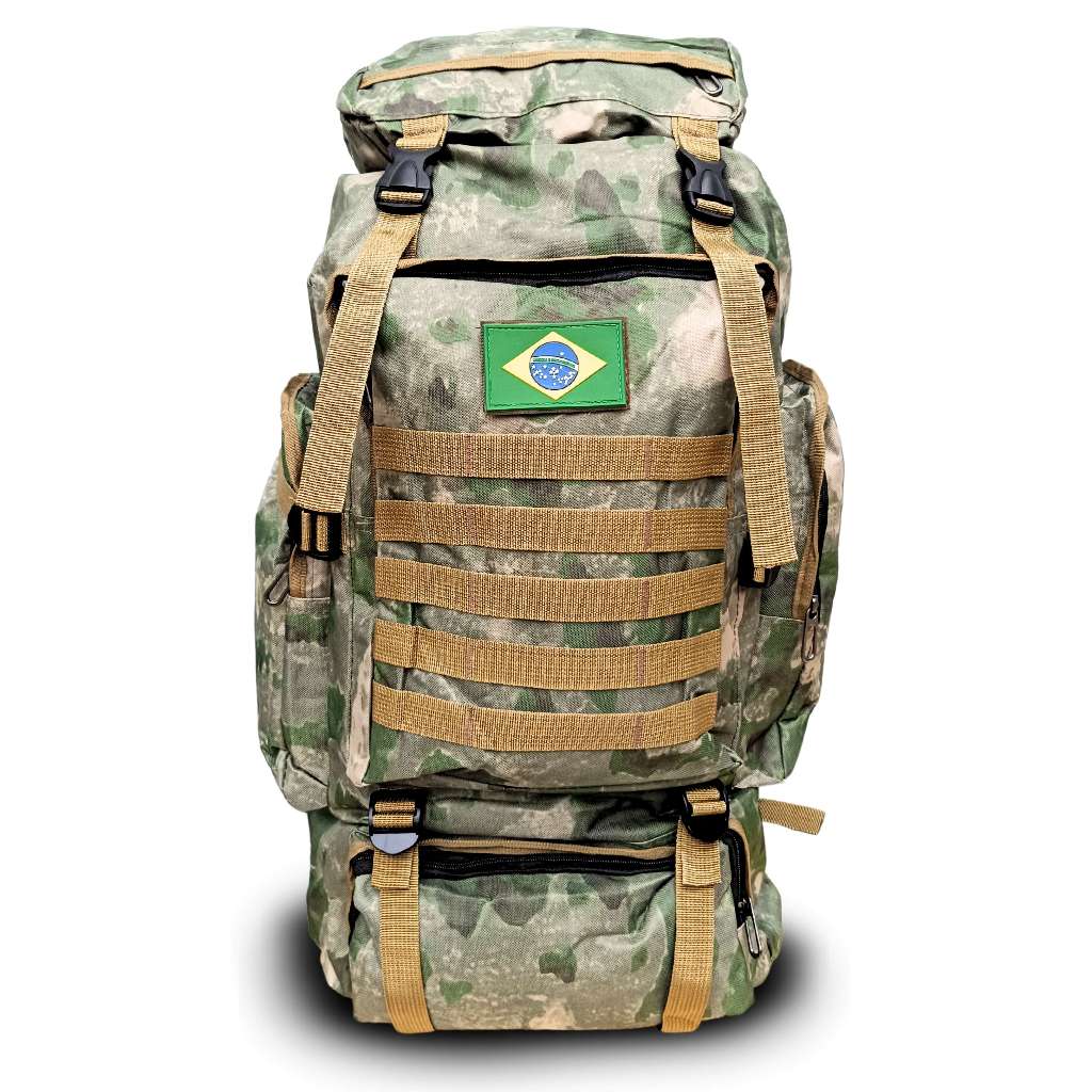 Mochila Mala Reforçada Grande Militar Impermeável Tática de Viagem Trilha Camuflada Camping