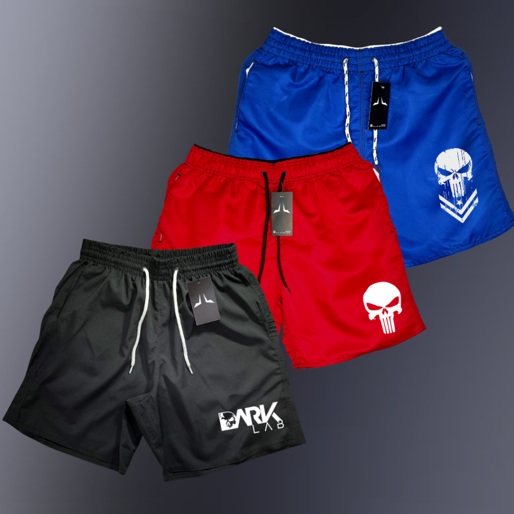 3 Shorts TACTEL Masculino MIX JUSTIC Bermuda Premium Academia Praia Corrida