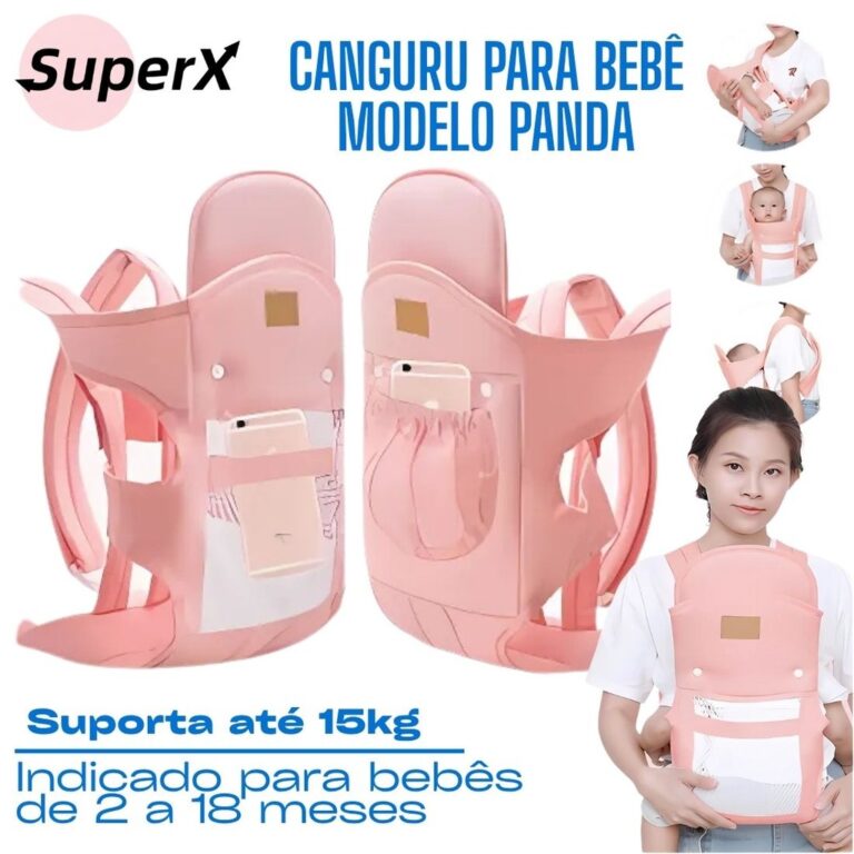 Canguru para Bebê Modelo Panda Ajustável e Respi