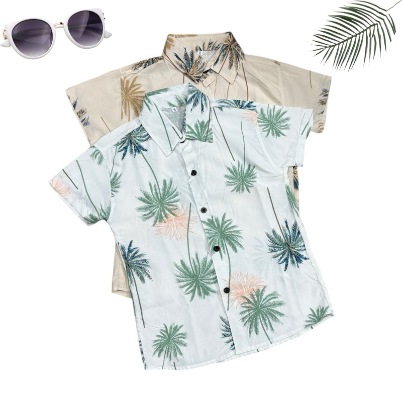 Camisa Social Floral Infantil Menino Estampada Coqueiro Grande Juvenil Viscose