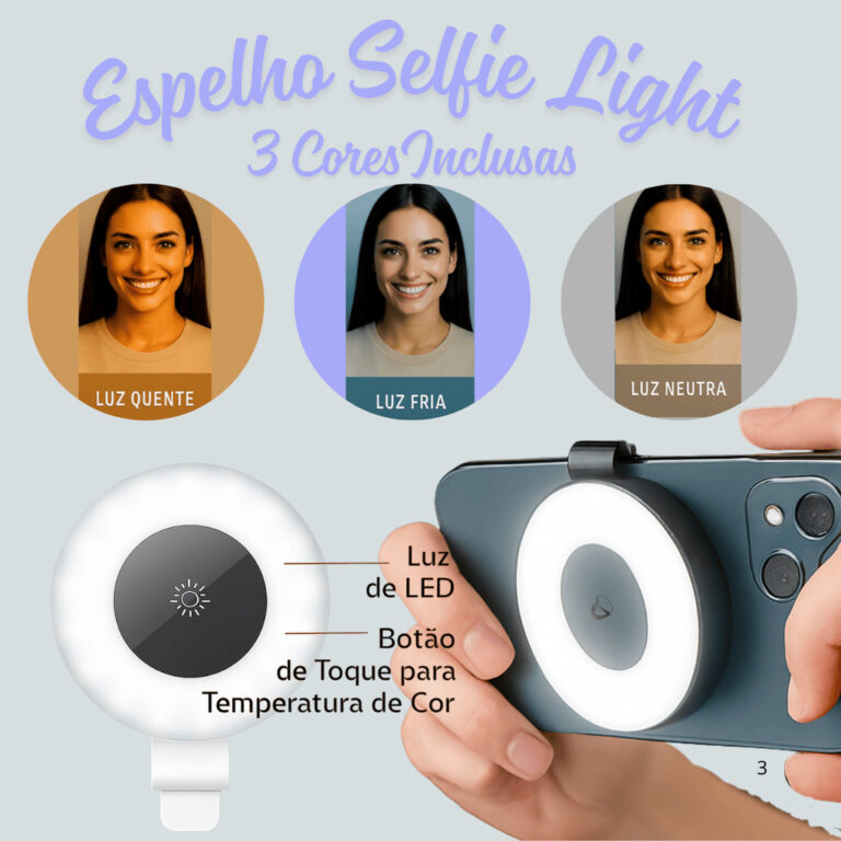 Luz de Selfie Magnética LED com 3 Modos de Cor  R