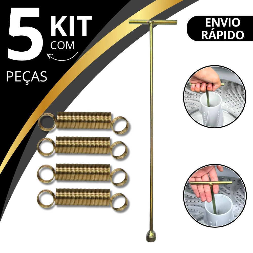 Ferramenta de Chave T 10mm Longa para Agitador Electrolux 42cm + 4 Molas de Apoio