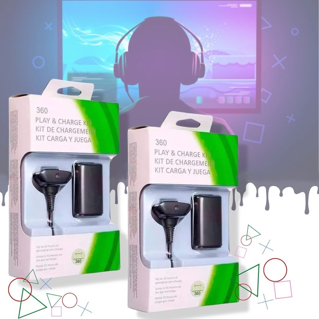 Kit 2 Bateria +Carregador Controle Xbox 360 Manete SusStore
