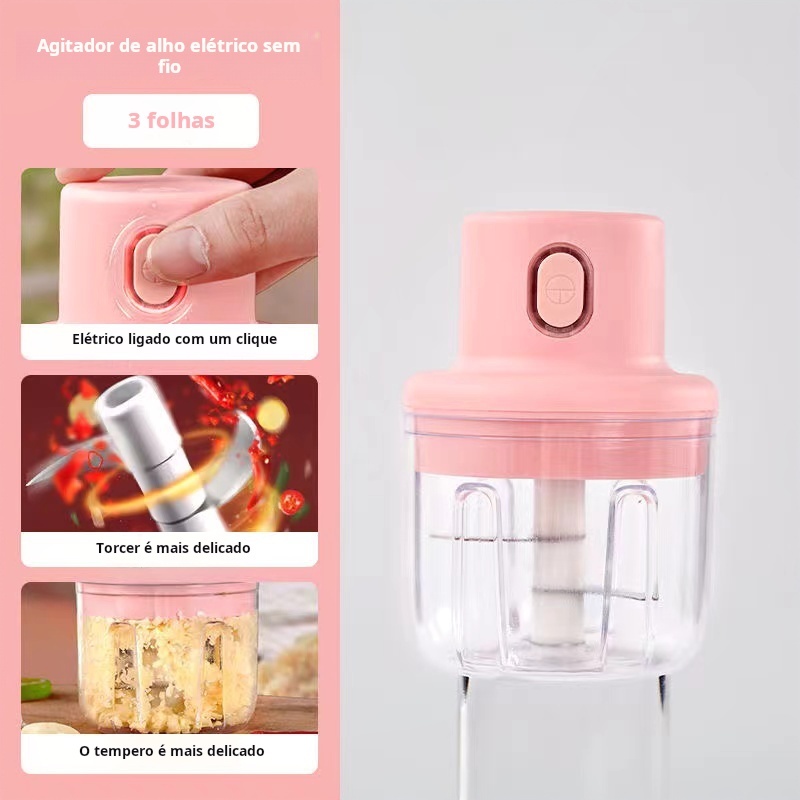 Mini Processador Triturador cozinha Sem Fio Elétrico 250ML processador de alimentos Alho Gengibre