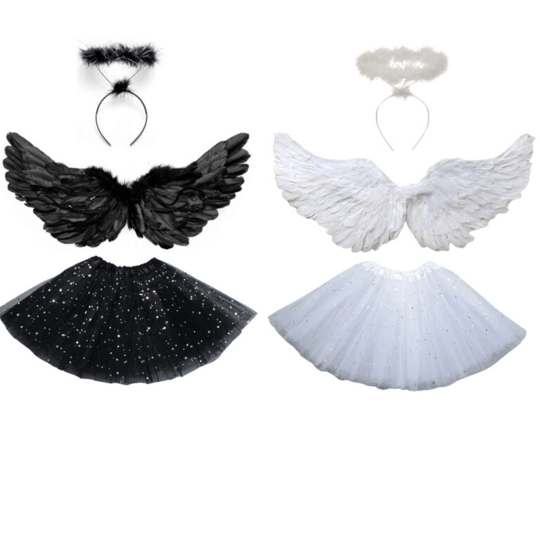 Kit Asa Anjo Tiara + Saia Fantasia Halloween Carna