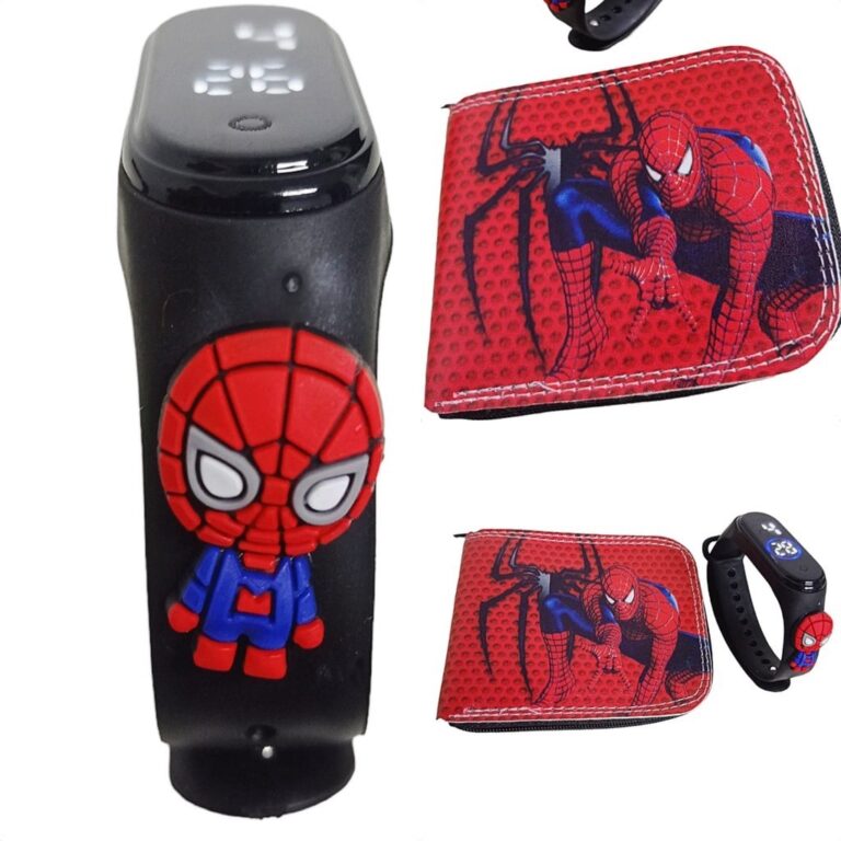 Carteira Kids Homem Aranha + Reloginho Herois