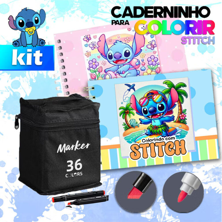 Livros De Colorir Stitch 50 páginas Rosa ou Azul 