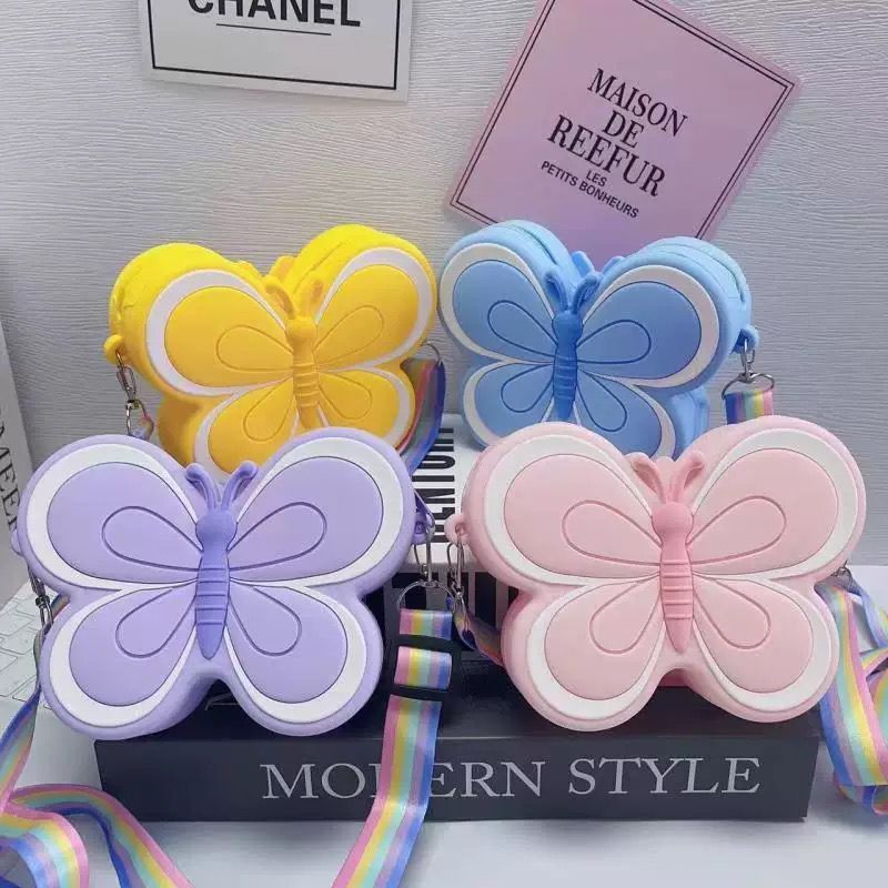 Bolsa de Silicone Infantil Criança fofos várias cores borboleta