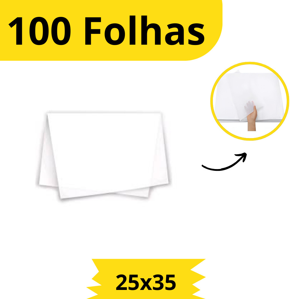 Papel Seda Branco 25×35 – 100 Folhas, Promoção, Embrulho, Presente