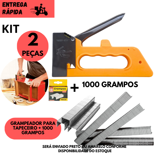 Kit Grampeador Tapeceiro Profissional + 1000 Gramp