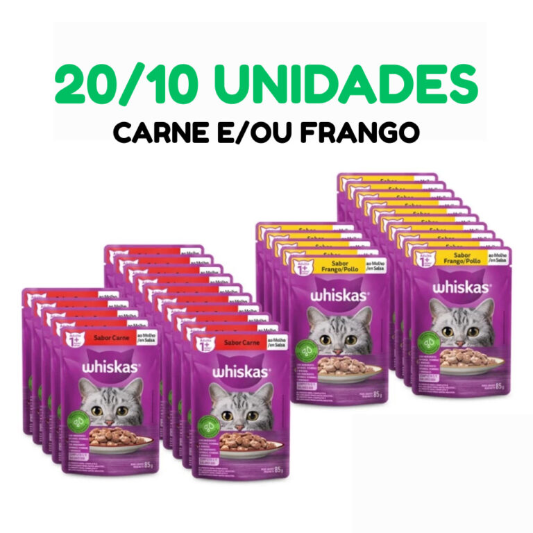Kit Sache Whiskas 20/10 Unidades Ração Úmida Sa