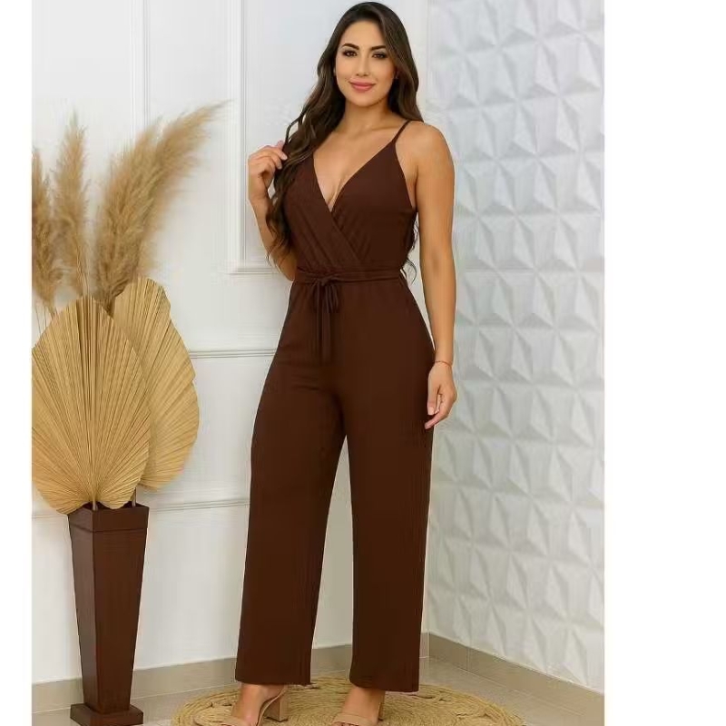 macacão mais vendidos envio rapido calça pantalona casual longo veste 2 versões laço na cintura novi