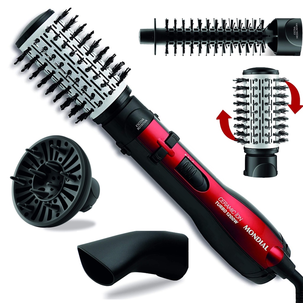 Escova Rotativa Giratória Mondial Ceramic Íon 127V