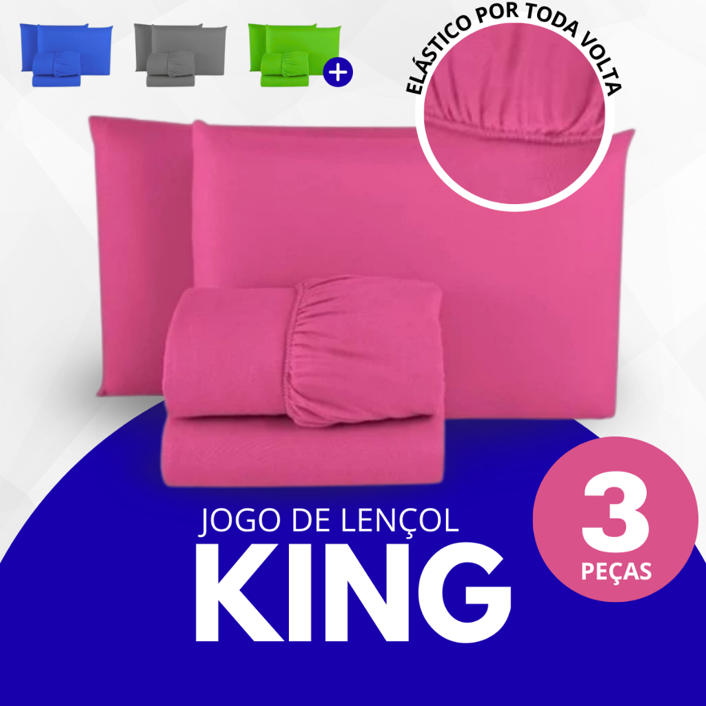 Jogo de Lençol 3 Peças Liso Cama Box – SOLTEIRO / CASAL / QUEEN / KING