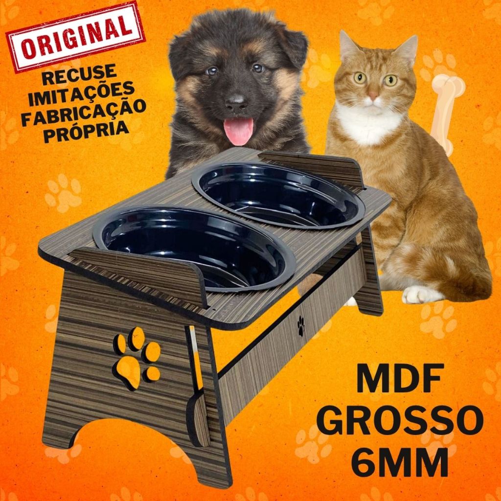 Comedouro Bebedouro  Pet Elevado Para Cães e Gatos com Tigelas Com Tampas