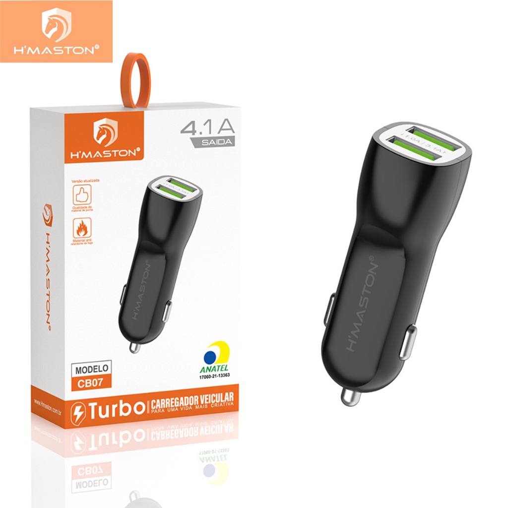 HMaston CB-07 Carregador para Celular Veicular Carro Fonte 2 entradas USB